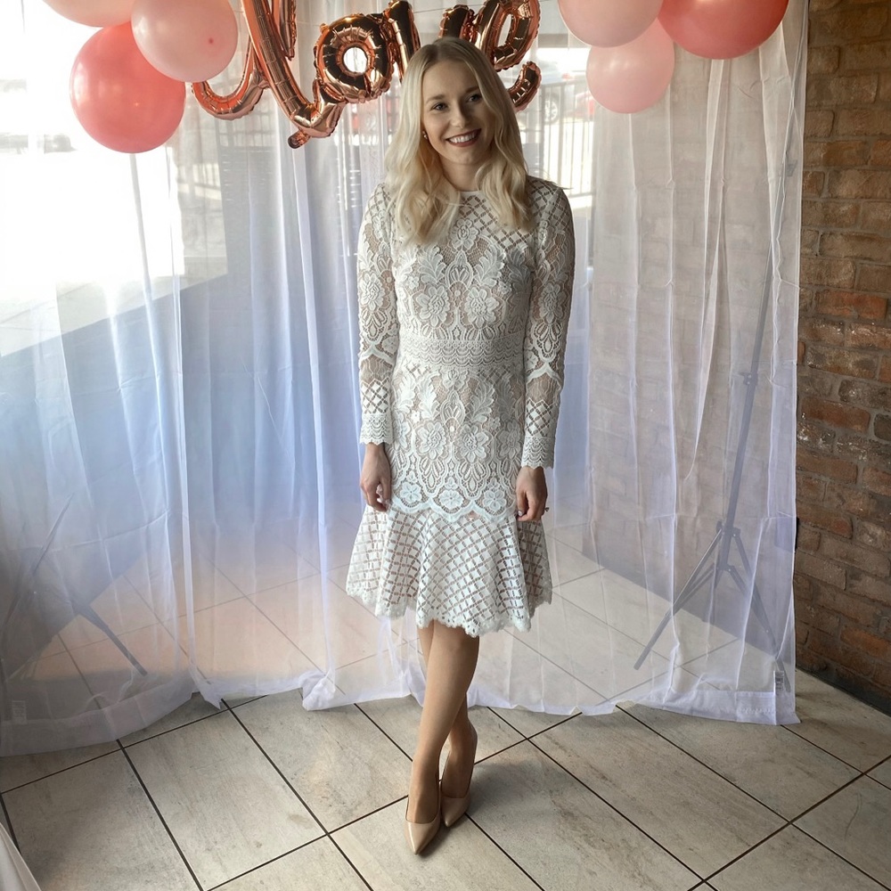 White lace midi dress